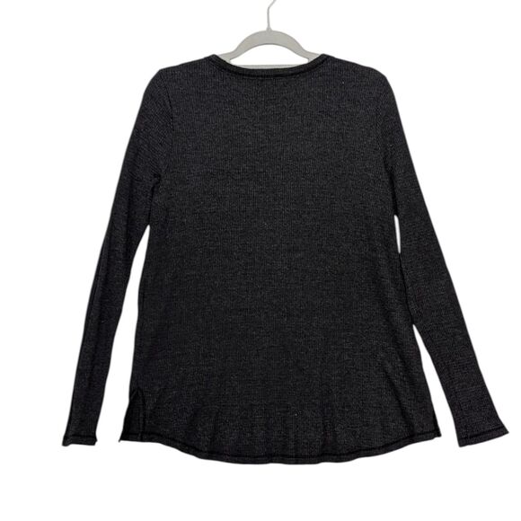 t.la Anthropologie Sz S OS Womens Waffle Knit Thermal Top  Gray Keyhole Tunic - Picture 6 of 10